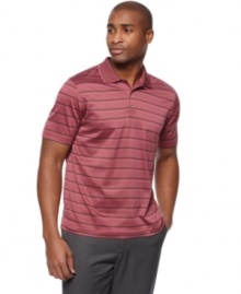 Casual gets an upgrade with this sharp striped polo shirt from Tasso Elba.