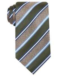 Contrast stripes on this Tasso Elba tie bring out the best in any business look.