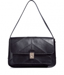 Luxurious bag made ​.​.of fine, black leather - Ultra elegant, classy, ​.​.sophisticated, a bag with style - New: the stylishly top-stitched accent seams - Medium, rectangular shape with a fashionable flap - Comfortable, moderately long shoulder strap - A mega decorative favorite bag - it works as a Style Upgrade for all elegant, classic and glamorous outfits - Super for a black sheath dress, a smash with a tunic and sexy leather leggings, harmonizes well with a sexy cocktail dress