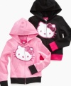 Sparkle and shine. She can get cozy in the sweet style of this rhinestone logo hoodie from Hello Kitty.