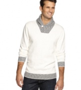 Add a vintage edge to your winter style with this stately shawl collar sweater by Club Room.