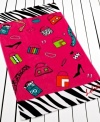 Take your style to the beach! The Shopaholic beach towel from Lolita shows off your flair for fashion with a fun print of shoes and accessories on a sizzling hot pink ground. Also features the signature Lolita logo.