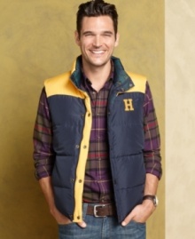 Two vest in one is what you'll get with this reversible vest in contrasting colors by Tommy Hilfiger.