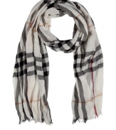 Perfect for taking through all four seasons, Burberry Londons ultra soft merino-cashmere scarf is a chic and versatile way to wear the brands covetable check - Fringed ends, frayed edges - Wrap around timeless looks both indoors and out