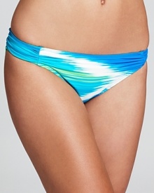 Introduce a high-color kick into your poolisde portfolio with this zig zag bikini from Carmen Marc Valvo. It's bold colorway and preppy pattern are sure to make waves.