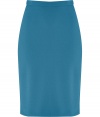 Sleek and chic, this easy to style pencil skirt from Schumacher is ultra-flattering without compromising comfort - Classic pencil silhouette, thin waistband, figure-enhancing back seaming details and slit, concealed back zip closure - Style with a tie-neck blouse, a blazer, and peep-toe pumps