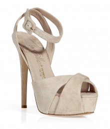 Inject sultry style to your party-ready look with these unbelievable platform sandals from La Silla - High front platform, crisscross front straps, wrap-around ankle strap with buckle closure, super high stiletto heel - Pair with wide leg trousers, a sheer blouse, and a bold shouldered blazer or a sequin cocktail dress