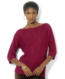 Crafted in a loose, airy knit from lightweight linen, Lauren Ralph Lauren's boatneck sweater exudes cozy, chic style with relaxed dolman sleeves.