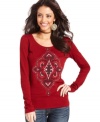 Turn your daytime look from drab to fab with this Lucky Brand Jeans long-sleeve tee featuring a fun medallion print!