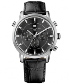 Classically styled with black and silver, this sport watch from Tommy Hilfiger complements any look.