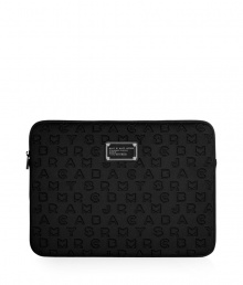 Detailed in durable neoprene with an allover logo print, Marc by Marc Jacobs 13 laptop case is a covetable choice for stashing away your most precious piece of hardware - Tonal logo plaque, zip closure - Carry alone, or slip into sleek leather totes