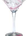 Pink and white graffiti spells modern-day royalty on this fabulous hand-painted martini glass. Pamper yourself in your own pad with the Princess-tini cocktail, the unique recipe found on the bottom of the glass.