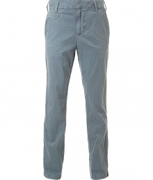 Stylish petrol-colored pants in fine cotton - slim, casually cut with fly-front and wide waistband with belt loops - trendy wrinkled look - casual and comfy, crazy alternative to jeans - with two diagonal side pockets - your fave pants for everyday - wear with a shirt, dress shirt or long sleeve and boots or sneakers