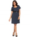 Wow them at work in AGB's short sleeve plus size dress, cinched by a belted waist-- it's an Everyday Value!