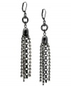 Very much in vogue. Tassels are a key trend in jewelry this season, and T Tahari's Crystal Elegance collection incorporates the look into these stunning earrings. Made in nickel-free hematite tone mixed metal, they're adorned with sparkling crystals. Approximate drop: 4 inches.