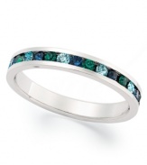 Traditions beautiful stacking ring is perfect when paired with other slim rings, but makes a pretty sparkling statement all its own. Crafted in sterling silver, a thin band features a round-cut gradation of blue and green crystals with Swarovski elements. Size 5-10.