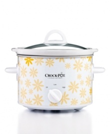 Step up the style in your kitchen with this patterned CrockPot. Ready to make meals while you're out living life, this slow cooker features a 2.5-qt. removable stoneware pot that locks in incredible flavor & tender juices, plus the convenient keep warm setting means you're never too late for a hot meal. 1-year warranty. Model SCR252.