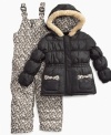 She can go for a snowy romp in this bib and jacket from Pink Platinum, a sweet, snugly style.