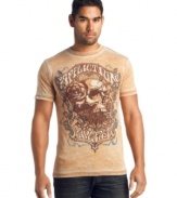 Hit the road with casual style wearing this skull-trucker t-shirt from Affliction.