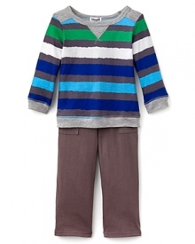 Inject instant chic into easy casual staples with a super soft striped sweatshirt tee and pant set from Splendid.