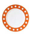 Spot on. Jonathan Adler's Mod Dot dessert plates give any meal a stylish boost with a bold orange and white palette. Gold trim adds an opulent touch.