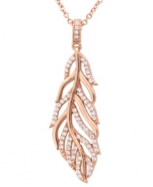 A flaunt-worthy feather for the aspiring fashionista. CRISLU's glamorous pendant necklace combines micro pave-set cubic zirconias (1-1/10 ct. t.w.) and a trendy 18k rose gold over sterling silver setting. Approximate length: 16 inches + 2-inch extender. Approximate drop: 1-1/2 inches.