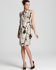 Anne Klein Collection Printed Cold Shoulder Silk Dress