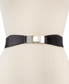 Let Style&co. define your waist and your style with this faux lizard-embossed leather belt that features serious stretch and gleaming clasp buckle.