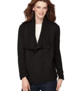 Snuggle up to style with this cozy cardigan by Karen Scott. The shawl collar features gorgeous pointelle knit and an open front for an effortless, everyday look!