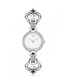 Women's Circlo® bracelet watch in stainless steel diamond-set case with white Museum dial.