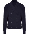 Streamlined and sleek, this Jil Sander double-breasted wool coat infuses your look with new-season sophistication - Small spread collar, double-breasted silhouette, front button placket, slim fit - Pair with slim trousers, a long sleeve henley, and suede ankle boots