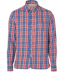 The classic shirt gets an easy-chic remix in Rag & Bones partial button-down flannel, finished with colorful plaid for that laid-back edge - Classic collar, long sleeves, buttoned cuffs, partial button-down front placket, shirttail hemline - Classic straight fit - Wear with slim trousers and edgy boots, or over jeans with pullovers for a rugged look