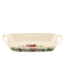 Perfect for sticky buns and Christmas stollen, the Winter Greetings bread basket from Lenox's collection of serveware and serving dishes combines everything that's most beautiful about the season in fine ivory porcelain. Qualifies for Rebate