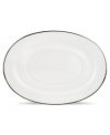 For nearly 150 years, Lenox has been renowned throughout the world as a premier designer and manufacturer of fine china. The simple and classic Hannah Platinum pattern brings a timeless refinement to your formal entertaining table, in pure white bone china embossed with a subtle palmetto-leaf design, and banded in platinum. Gravy stand shown back right. Qualifies for Rebate