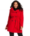 Look chic in the cold with Style&co.'s double-breasted plus size coat, cinched by a belted waist.