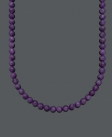 The perfect look for spring, in polished purple! Necklace features 217 carats of round amethyst beads (8-9 mm) set in sterling silver. Approximate length: 18 inches.