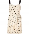 With on-trend retro styling and a playful print this silk Marc by Marc Jacobs dress makes a bold statement - Sweetheart neckline, contrast spaghetti straps, gathering at bust, front draped detailing, exposed back zip closure - Style with fishnets, an oversized cardigan, and platform booties