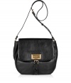 This vintage-inspired supple leather shoulder bag from Marc by Marc Jacobs is a must-have essential - Front flap with logo plaque and buckle, adjustable shoulder strap, textured leather - Perfect for daily use or off-duty chic