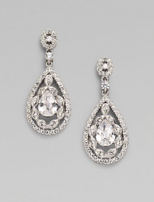 EXCLUSIVELY AT SAKS. Teardrops within teardrops offer sparkle to spare, crafted of cubic zirconia and crystal in a graceful design. Cubic zirconia and crystal Rhodium plated Drop, about 1½ Post back Imported