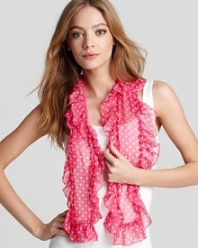 At once girly and glamorous, Lauren Ralph Lauren's sheer polka dot scarfs adds a feminine flourish to your look.