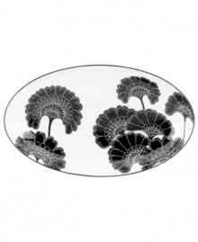 Artist Florence Broadhurt's timeless Japanese Floral print comes to modern tables in this graphic black-and-white platter from the kate spade new york dinnerware collection.