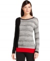 Colorblocked and marled, Calvin Klein's sweater is design for a striking effect.