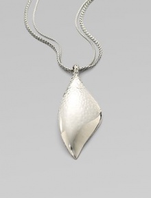 From the Palu Kapal Collection. Dramatic sterling silver design with a large leaf pendant dangling from a double snake chain.Sterling silver Length, about 32 Pendant length, about 4¼ Pendant width, about 1¾ Made in Bali