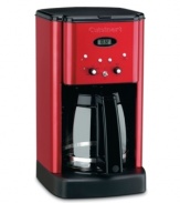 The stunning retro red speaks for itself, creating a bright and lively atmosphere in a kitchen full of style. This fully automatic coffee maker has a brew pause feature that lets you get your pick-me-up when you need it and before the entire 12 cups have been made-mid-brew gratification! 3-year warranty. Model DCC-1200MR.