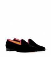 Take a luxe stance on one of this seasons hottest trends in Penelope Chilvers bright pink trimmed velvet slipper-style loafers - Rounded toe, pink grosgrain trim, natural leather sole - Slip-on style - Team with leather leggings and chunky knits, or dress down on the weekend with skinnies and button-downs