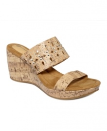 The Priscilla wedge sandals by Giania Bernini feature microsuede padded footbeds with shock-absorbing layers for ultimate comfort. A sparkled vamp adds sizzle.