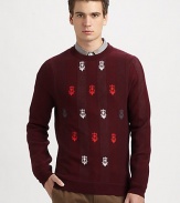 A wool crewneck featuring a classic wallpaper pattern.CrewneckRibbed trimWoolDry cleanMade in Italy