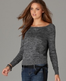 Sweatshirt style gone chic: DKNY Jeans fashioned an incredibly flattering fit for this sweater, outfitting it with sexy boat neckline and a shot of metallic sparkle. (Clearance)