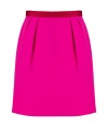 Finish your look on an impossibly feminine note with Tara Jarmons fuchsia pleated wool skirt, perfect for showcasing breezy tops and statement accessories - Hidden back zip, contrast grosgrain waistline with flat bow detail, full skirt - Style with romantic silk blouses and platform pumps