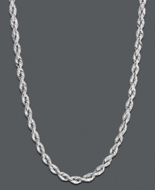 Get fit to be tied with this chic rope chain. Necklace features a hollow rope link crafted in 14k white gold. Approximate length: 20 inches. Approximate width: 1.8 mm.